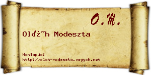 Oláh Modeszta névjegykártya